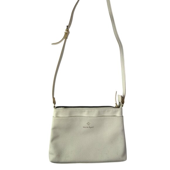 Nanette Lepore Leather Crossbody Bag, Purse.  White.  Zipper Top Long Adjustable - Picture 2 of 10